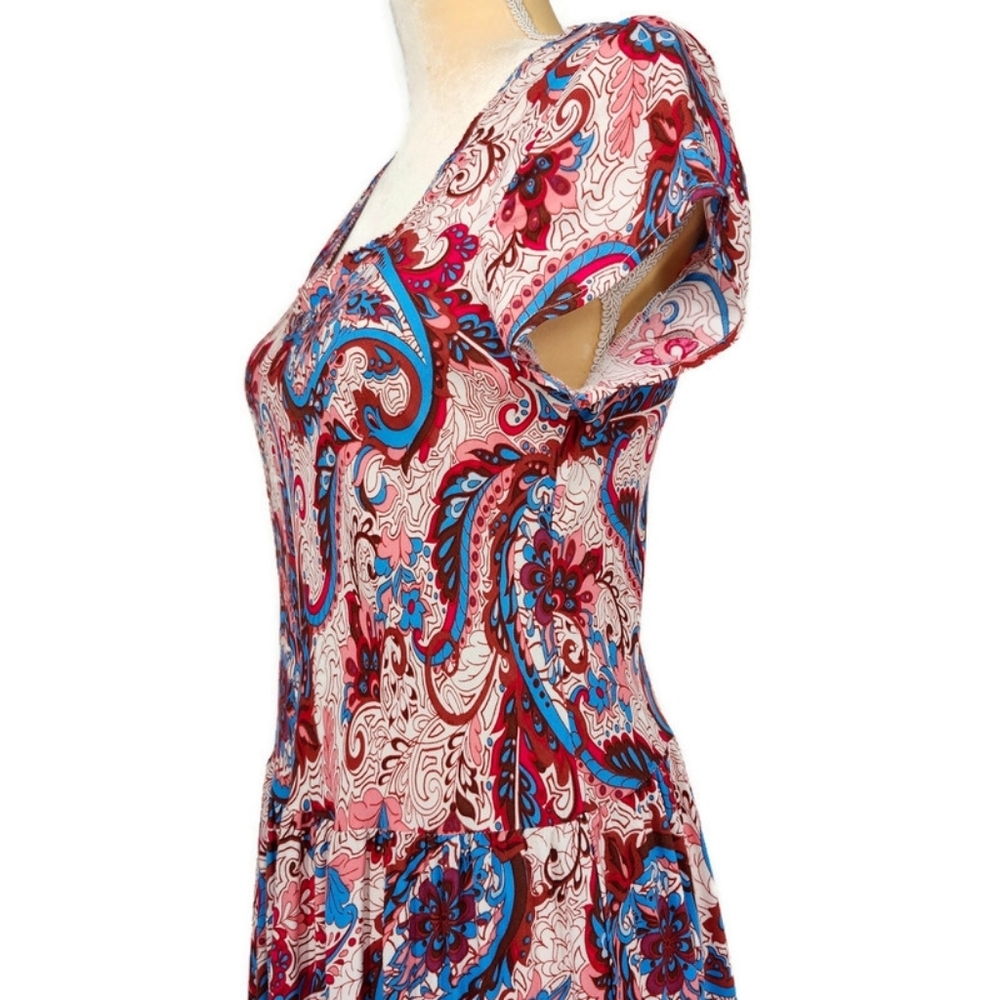 Soft Surroundings Kara Fit & Flare Flowy Pleated Floral Paisley Midi-Maxi Dress - Picture 7 of 16